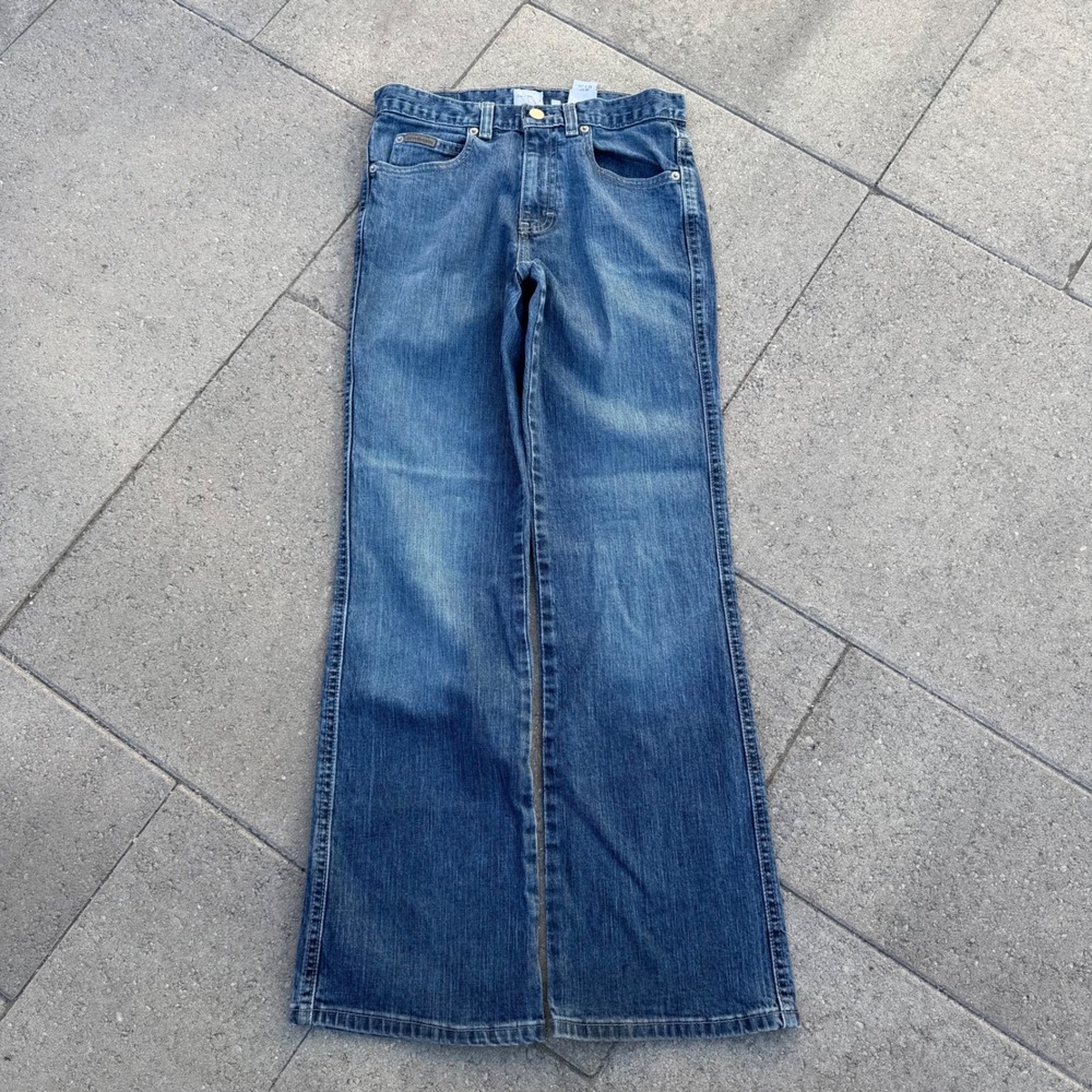 Calvin Klein Jeans Womens Size 4 Medium Wash Wide Leg Mid Rise Denim Blue